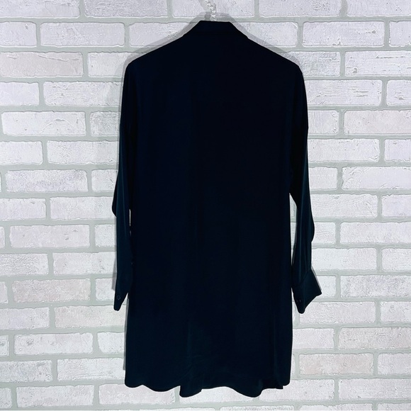 Vince Silk Oversized Black Button Front Long Sleeve Tunic Blouse Size XS - Picture 3 of 7